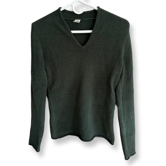Prana Cozy V-Neck Fleece Sweater in Hunter Green Size Small Hiking Outside - Picture 1 of 13